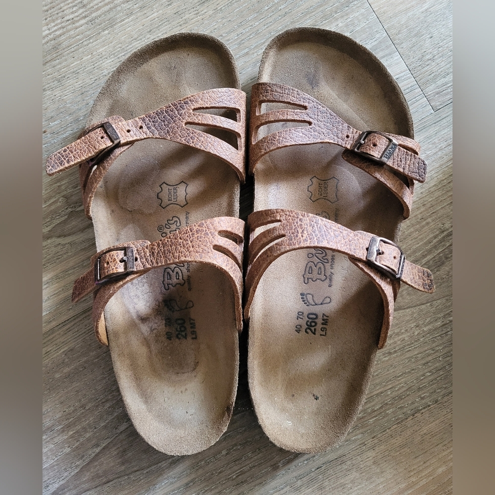 Birkenstock Brown Leather Two-Strap Sandals